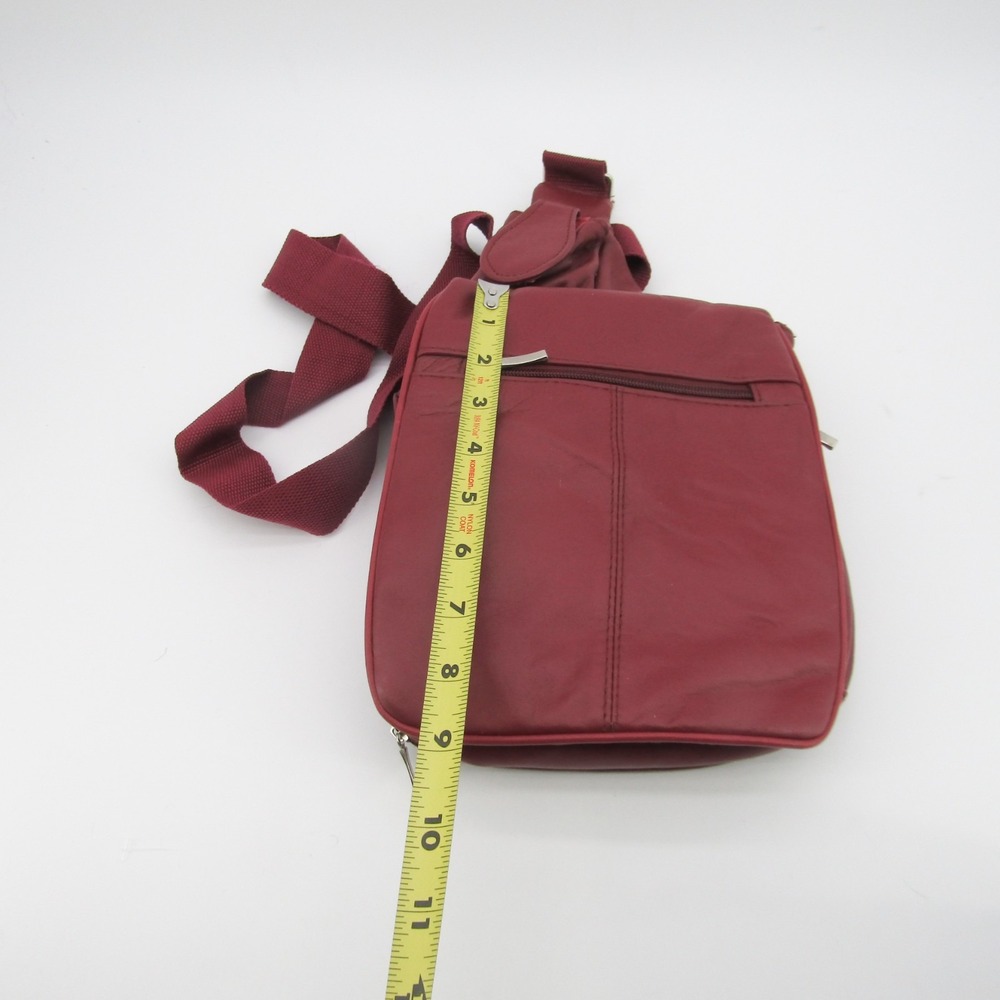 Buxton Genuine Leather Crossbody Expandable Messenger Bag Unisex Red - Picture 9 of 9